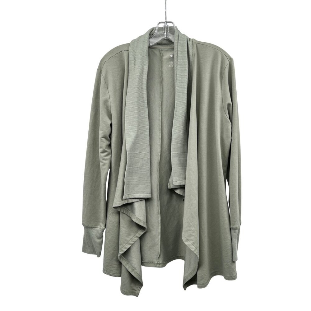 Apana Womens Cardigan Open Waterfall Front Long Sleeve Light Green Size Large